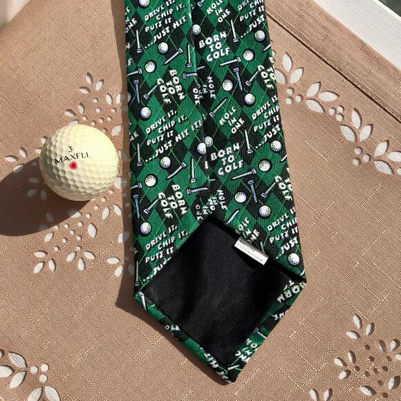 Golf Novelty Necktie with Balls and Tees Sayings - Picture 3 of 7